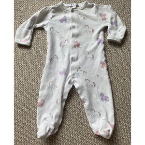 Noomie baby girl unicorn cotton 0-3 month pajama one piece pink purple